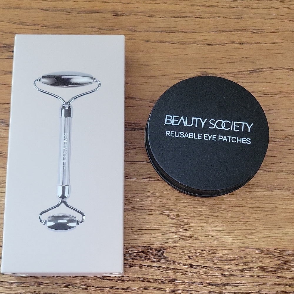 Beauty Society Stainless Steel Facial Roller and Reusable Eye Patches